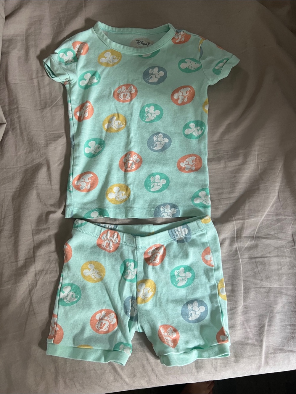 Monica and Andy Disney  Mint Green Mickey Mouse Short Sleeve Pajama Set